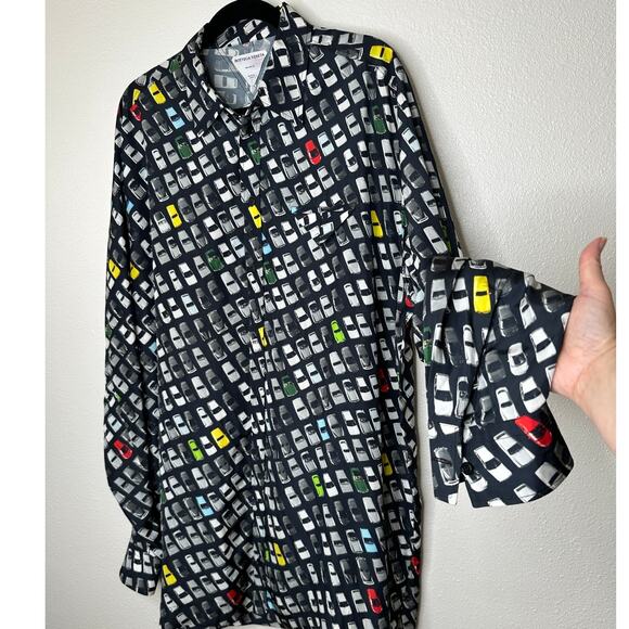 Bottega Veneta Black Car Print Long Sleeve Button Shirt Tunic 54 / L - Picture 5 of 14